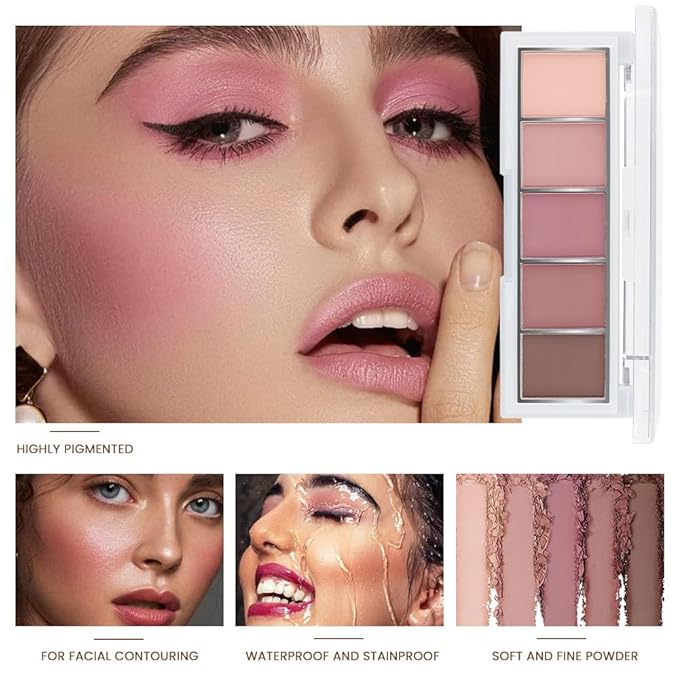 AMY'S DIARY Earth Tone Eyeshadow Palette Makeup, 5 Colors Cool-Toned Velvety Matte Finish, Nude Taupe Eye Shadows, for Woman Long Lasting Naturing-Looking (#03)