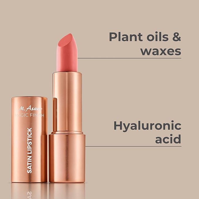 M. Asam Magic Finish Satin Lipstick (0.14 Oz) in a Lovely Melon Shade, Long-lasting, Silky matte finish without drying out, creamy texture nourishes with Hyaluronic Acid