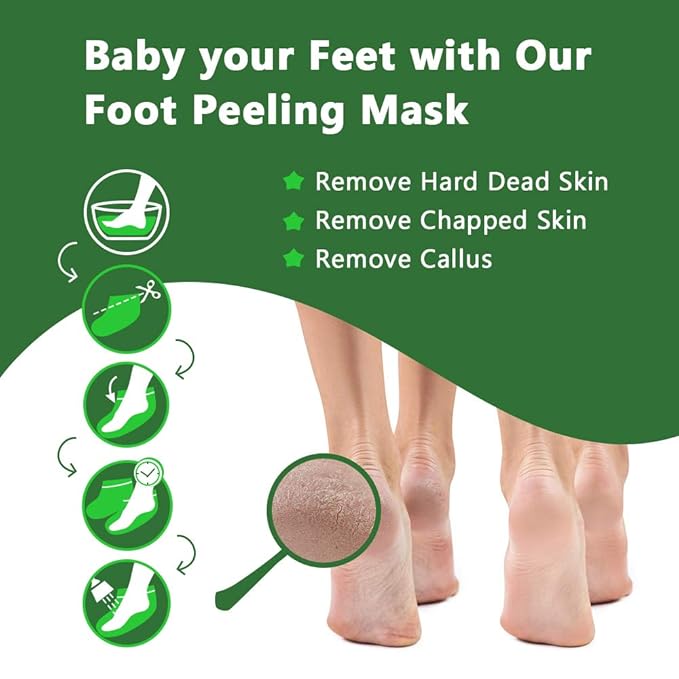 Liefiet Foot Peeling Mask 5 Pack, Foot Mask Remove Dead Skin, Rough Callus and Cracked Heels, Dry Skin Moisturizer for Soft and Smooth Baby Touch Feet (Tea Tree)