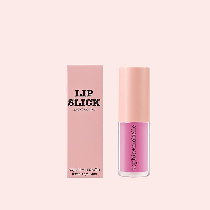 Sophia + Mabelle Hydrating Fruit Lip Oil – Lightweight, Non-Sticky, Tinted Gloss Oil – Nourishing, High-Shine, Flavored Lip Treatment – Yuzu, Lychee, Mango – 3.7g (LYCHEE (Medium Pink), Standard)