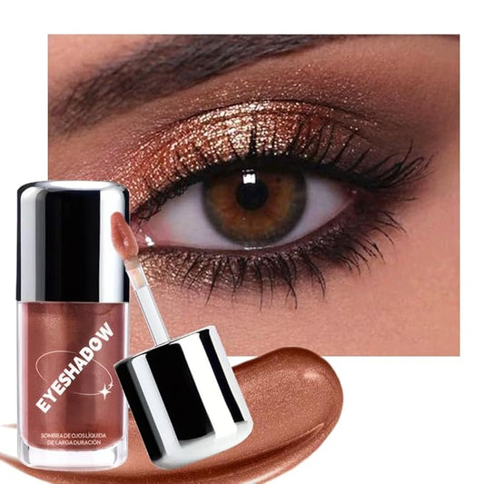 Cocoa Liquid Metallic Glittler Shimmer Eyeshadow, Longwear Eye Makeup For Older Women, Buildable Highly Pigmented & Blendable Eye Shadow Cream in Shimmer Finishes, Vegan & Cruelty-Free (Cocoa)