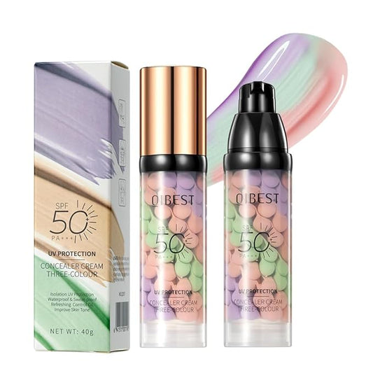 3 in 1 Face Primer Before Makeup, SPF 50 Sunscreen & Color Corrector, Long-Lasting Hydrating Makeup Base, Smoothes Fine Lines, Oil Control, Tone Correcting, Blurs Pores, Lightweight Pore Minimizer
