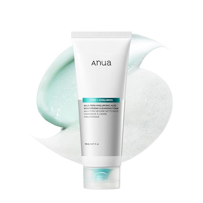 Anua PDRN Hyaluronic Acid Moisturizing Cleansing Foam, Hydrating Facial Cleanser for Dry Skin, Daily Gentle Face Wash with Salmon DNA, Balancing & Pore Care, Korean Skincare (150ml / 5.07 fl oz)
