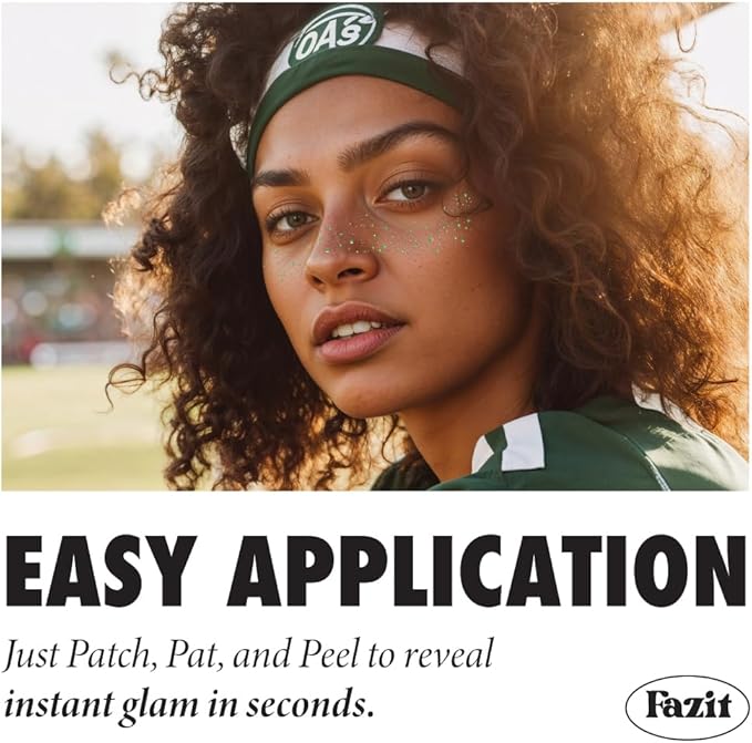 Fazit Makeup Patches - Green Speckles - Glow Up Make-Up Patches - Cute Glitter Makeup Accessories for Women - Cosmetic Glitter for Face