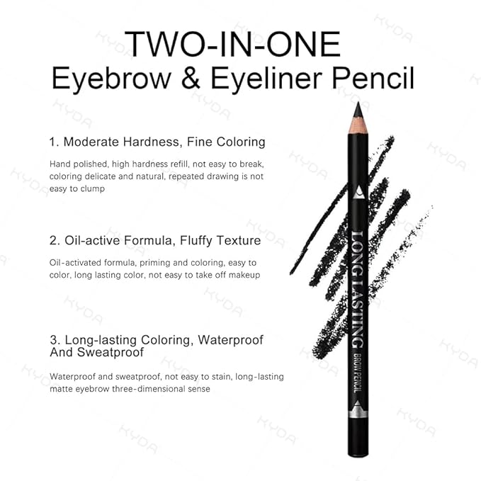 Ownest 6 Pcs Black Eyebrow Pencil Set, Wooden Eyebrow Pen for Women, Waterproof Long Lasting Brow and Eyeliner Pencil With Brush, Beginner Makeup Brow Pencil, Natural Eyes Brow Makeup Pen
