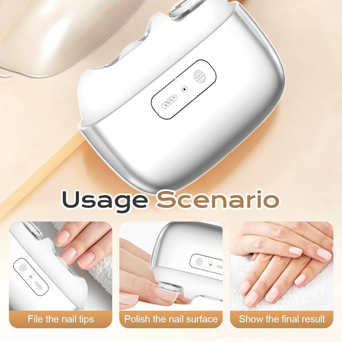 3 in 1 Automatic Electric Nail Clipper, 2026 New Electric Nail Clipper Electric Nail Trimmer with 2 Adjustable Speeds & Magnetic Cover, Alloy Grinding Head Nail Trimmer for Seniors, Adults (White)