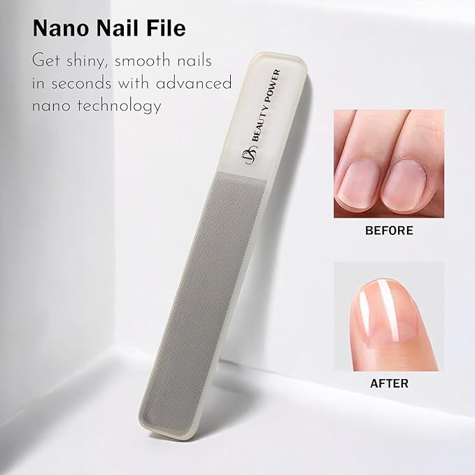 Beauty Power 9 in 1 Professional Manicure Pedicure Set - Stainless Steel Nail Clippers, Nano File, Cuticle Nipper, Scissors, Tweezers, Travel PU Leather Case for Men & Women - Gift Ready (Brown)