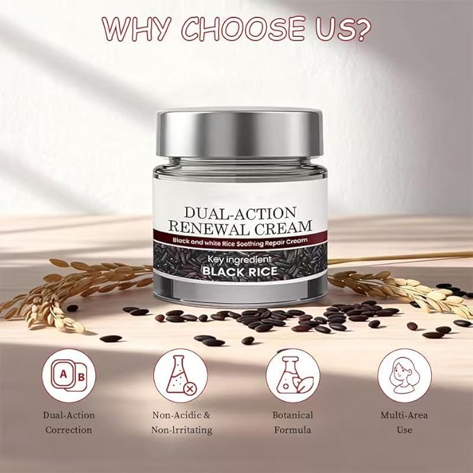 Keratin Erase Dual-Action Renewal Cream – Black & White Rice Soothing Repair Cream, Hydrating Body Serum for Smoother-Looking Skin, Suitable for All Skin Types (2 Pack)