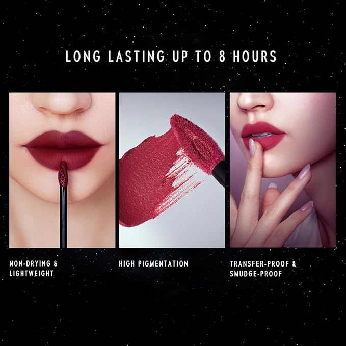 NEBULA VELVET LIP CREAM-Long Lasting Lip Stain, Waterproof and Transferproof Lip Tint, Matte Finish, Smooth Out Lip Lines, Lightweight & High Coverage, Stocking Stuffers (04 ALLURA)