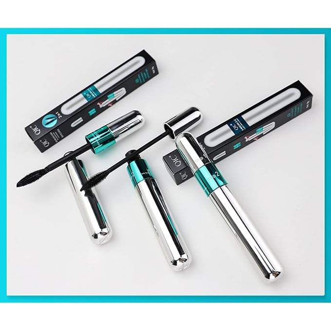 2 in 1 4D Silk Fiber Lashes 5x Longer Waterproof Mascara, No Clumping Long-lasting Black Mascara