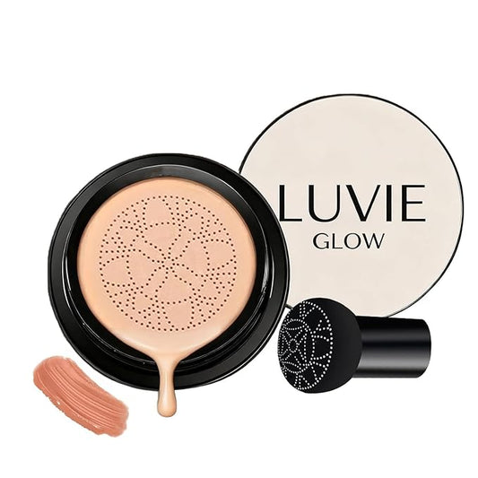 Luvie Glow Foundation Cushion, 2026 New Mushroom Head Air Cushion CC Cream, Air Cushions Foundation Moisturizing Concealer Brighten Long-Lasting for All Skin Types (Brunet Brown)