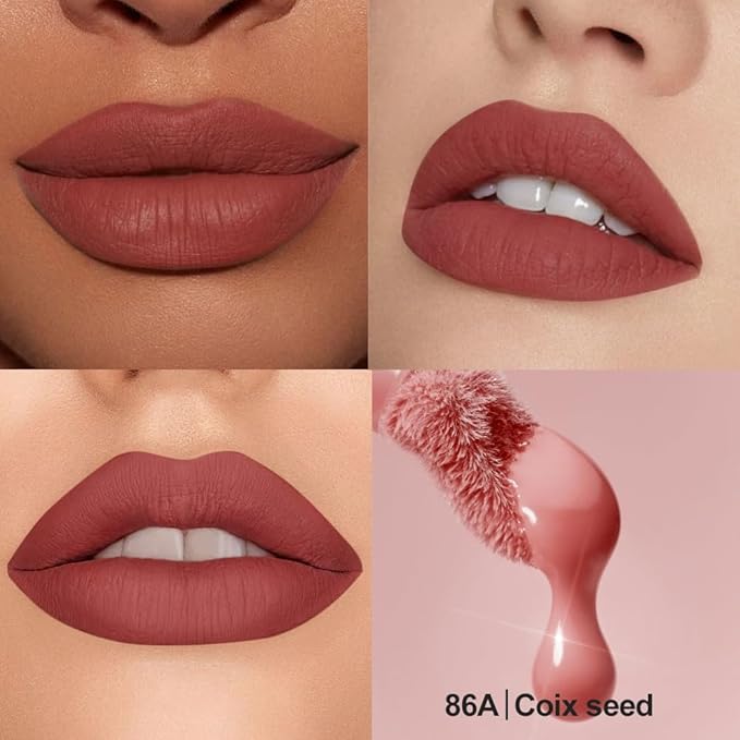 Soft Matte Liquid Lipstick in Soft Rose Blush, High Pigment Full Coverage Matte Lip Color, Waterproof Smudge-Proof Non-Transfer Lightweight Liquid Lipstick for Long-Wearing Everyday Makeup 86A