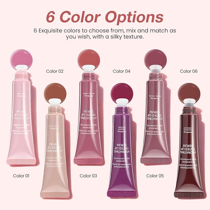 Lip Tinted Glowy Balm Hydrating Tinted Lip Serum Lip Gloss, Ultra-Hydrating Natural Vegan Lip Balm, Sheer-Tinted Shine & Hydration, Soothes & Softens Dry Lips Skincare (Light Pink)