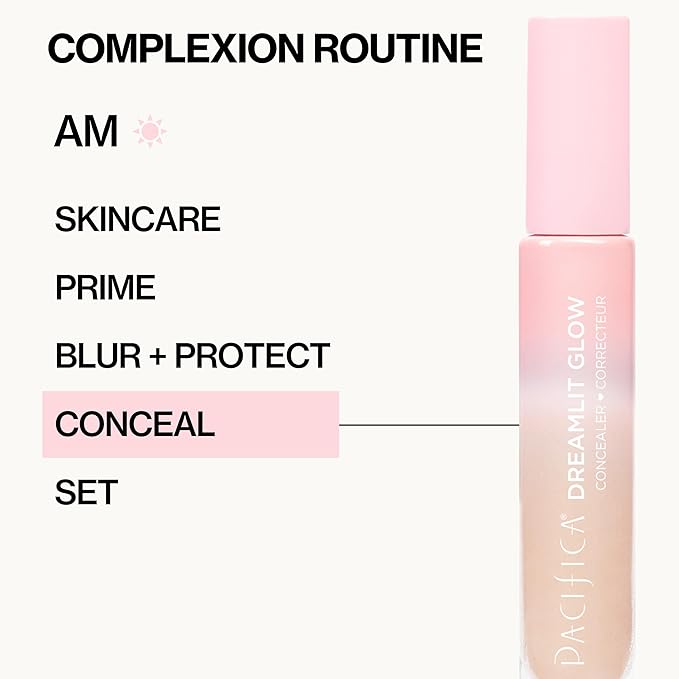 Pacifica Concealer – DreamLit Glow Full Coverage Concealer with Squalane for Dark Circles & Dark Spot Correction, Lightweight & Long-Lasting, Vegan & Cruelty-Free, Shade 11 (Light Beige)