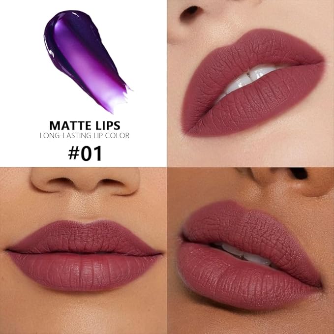 FAFAMOON Peel Off Lip Stain Tints, Deep Mauve Red Matte Liquid Lipstick Lip Stain Peel Off Long Lasting Waterproof for Women, Non-stick Cup Highly Pigmented Not Faded Smudge-proof, 01# Light Pink