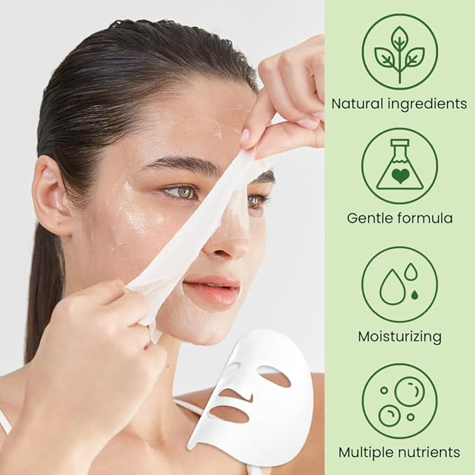 CAKAILA 8 Pack Cucumber Face Sheet Mask Skincare,Hydrating Face Mask For Sensitive Skin,Moisturize,Soothing,Nourish for All Skin Types,Natural Spa Party Facial Mask Skincare Set for Women Men