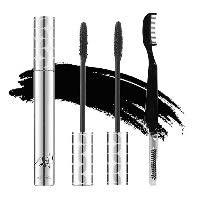 2Pack Black Mascara for Older Women 60 Plus, Prime Waterproof Volume and Length for Hypoallergenic Máscara with Long Lasting, Hypoallergenic, Lightweight for Sensitive Eyes, 01