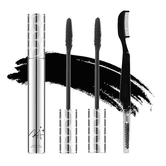 2Pack Black Mascara for Older Women 60 Plus, Prime Waterproof Volume and Length for Hypoallergenic Máscara with Long Lasting, Hypoallergenic, Lightweight for Sensitive Eyes, 01