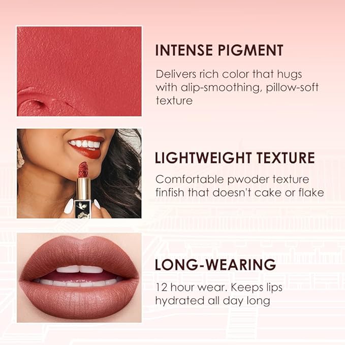 Catkin Semi-Matte Lipstick Hydrating High Impact Color Infused with Vitamin E and Avocado Oil Smooth Soft Texture Long Lasting Matte Finish 166
