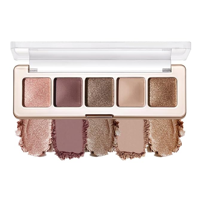 4 Color Eyeshadow Palette, Matte and Shimmer Powder Makeup, Highly Pigmented Blendable Shadows, Long-Lasting Waterproof, Natural Nude Brown Pink Shades (B-4#, 1 Count (Pack of 1))