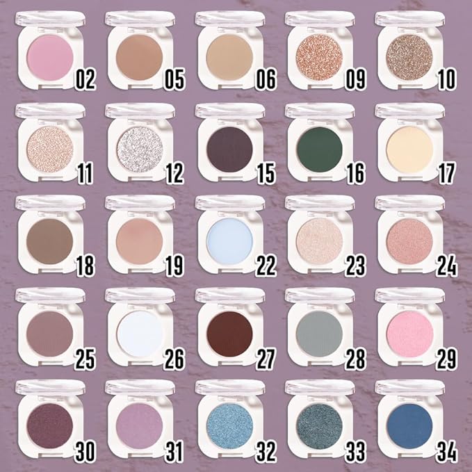 Eggplant Purple Single Matte Eyeshadow Makeup, Neutral Powde Eye Shadow for Women, Deep Dark Mauve Plum Purple Matte Singles Eyeshadow Palette Pigmented Waterproof, Girls Eyeshadows Gift 15