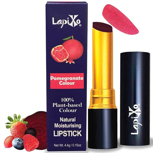 LAPIXO 100% Plant-based Color Lipstick, Unique Formula, Natural + Moisturizing | Non-Toxic, All Food Ingredients, Antioxidant-rich, Natural Matte Vibrant Color, 4.4g/0.15oz (Pomegranate color)