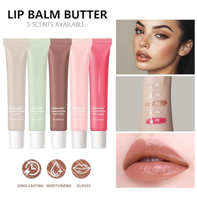 2Pcs Summer Special Lip Butter Lip Balm, Ultra-Hydrating Natural Vegan Lip Balm, Sheer-Tinted Shine & Hydration, Soothes & Softens Dry Lips Skincare, Bálsamo labial hidratante (#1+2#)