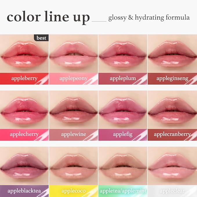 NOONI Korean Lip Oil - Applefig | Long-Lasting, Moisturizing, Plumping, Revitalizing for Dry Lips, Waterproof, No Peel Off, Hydrating, Stocking Stuffers, Cute Stuff, 0.12 FL Oz