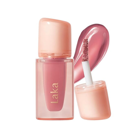 Laka Jelling Nude Gloss Mini, 1.9g/0.07oz, Sheer Hydrating Lip Oil with No Stain, Non-Sticky, Nourishing Gloss for a Fresh, Glowy Look, Vegan, Clean Beauty Makeup, K-Beauty (#306 Angelring)