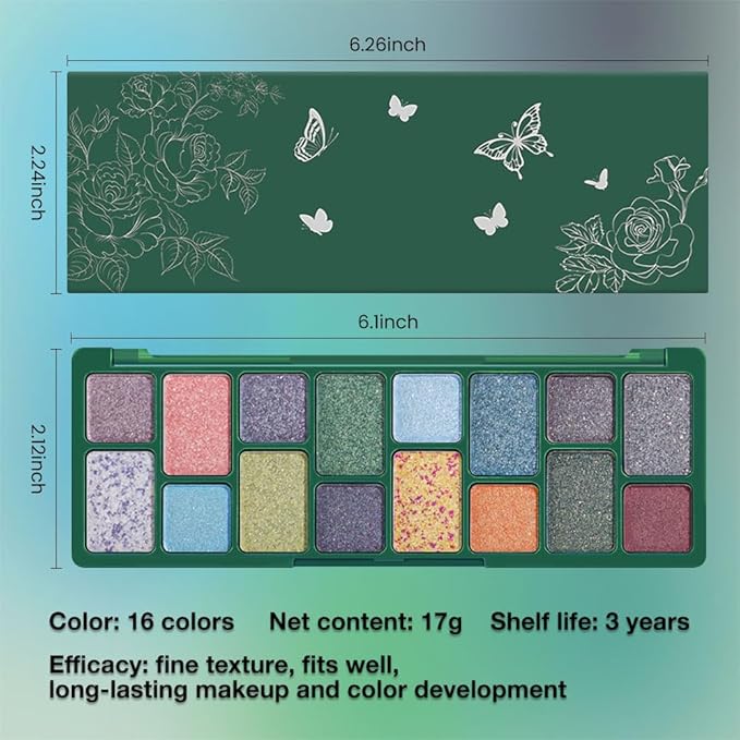 16 Colors Eyeshadow Palette,Matte&Glitter&Shimmer Eyeshadow Makeup,Naturing-Looking,High Pigment Waterproof Eye Shadow Palette Makeup, 100% Cruelty-free (04#Super Flash Series)