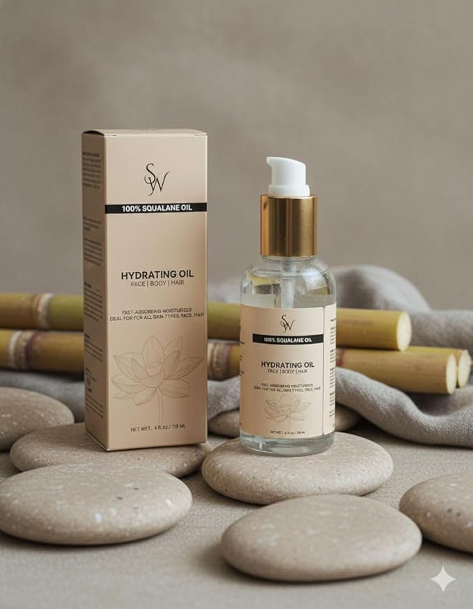 SWAG WORLDWIDE 100% Pure Squalane Oil, Sustainable, Vegan Face Oil & Body Oil - Hydrating, Fast-Absorbing Moisturizer - Ideal for Oily Skin, Face, Hair - Organic Sugarcane-Derived Squalane