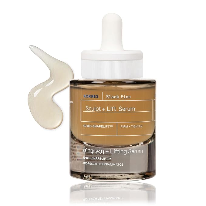 Korres Black Pine Sculpt & Lift Face Serum, Daily Facial Serum for Women & Men, Tightening & Hydrating for Fine Lines & Wrinkles, Supports Collagen & Elastin, 1.01 fl oz, Stocking Stuffer