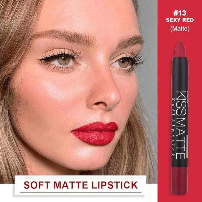 BINGBRUSH Smooth Longwear Lipstick Pack Set, Matte Color Stick Ultimate Lip Crayon for Makeup Collection - Waterproof Velvet Lipgloss Lip Stain (13#)
