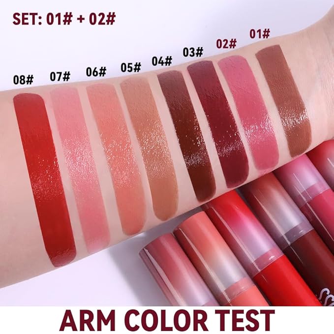 2Pc Butter Lipstick Tinted Lip Balm, Shine Moisturizing Plumper Lipstick for Women, Natural Nourishing Hydrating Lip Gloss Stain for Dry Lips, Lightweight Lip Liner Care Vegan Makeup, 01 & 02