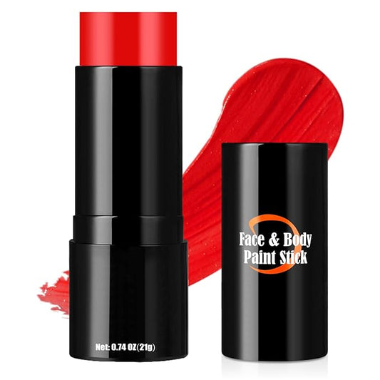 Red Face Paint Stick, Portable Eye Black Stick for Sports, Full-coverage Cream Face Paint for Halloween SFX Makeup Cosplay Joker Costume Parties