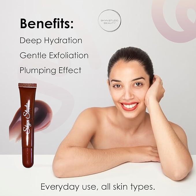 BEAUTY Pucker Up Shea Butta Glossy Lip Balm, Hydrating Lip Balm, Peptide Lip Treatment, Exfoliating Lip Balm, Lightweight, Moisturize and Tint Lip Care Products (0.4 Oz) (Brown Skin)