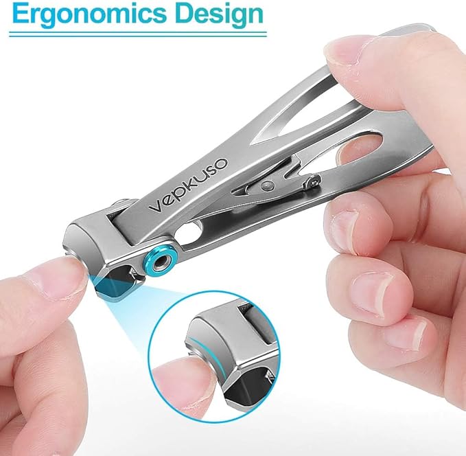 Vepkuso Toenail Clippers & Nail Clippers Set for Seniors - Heavy-Duty Long Handled Toenail Clippers for Thick Toenails, Men & Women | Hygienic Manicure Set | Gift Idea