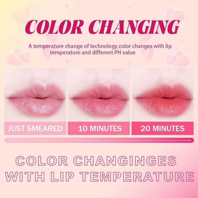 BINGBRUSH Color Changing Lipstick Set, PH Lip Balm Mood Lipstick, Natural Color-Changing Tint with Deep Moisture, Long Lasting Personalized Lip Gloss for Daily Wear or Gifts (01# Sunshine Blush)