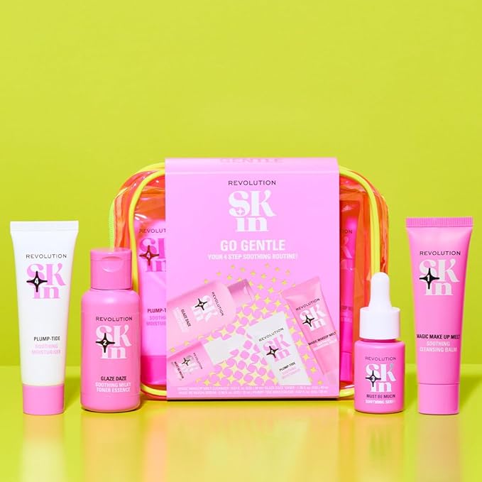 Revolution Skin, Go Gentle 4 Step Starter Kit, Skincare Set with Cleanser, Toner, Serum & Moisturizer, Vegan & Cruelty-Free, 4 Mini Products