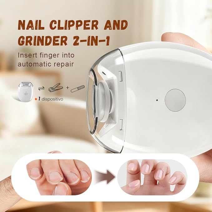 Universal Automatic Fingernail Grinder,Portable Electric Nail Clipper with LED Light and 3 Speeds,360° Silent Auto Fingernail Cutter and Polishing Trimmer for Safe (1 PCS)