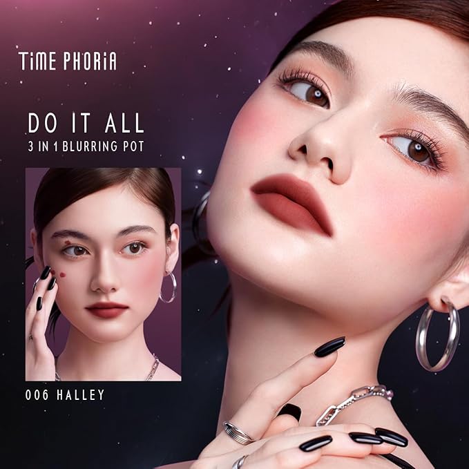 ORBITA LIP AND CHEEK BLURRING POT | Lip & Cheek Tint with Soft Velvety Mud Texture, Blur Matte Finish Lipstick, Featherlight, Multi-Use Makeup, Buildable Color, Long-Wearing (006 Halley)
