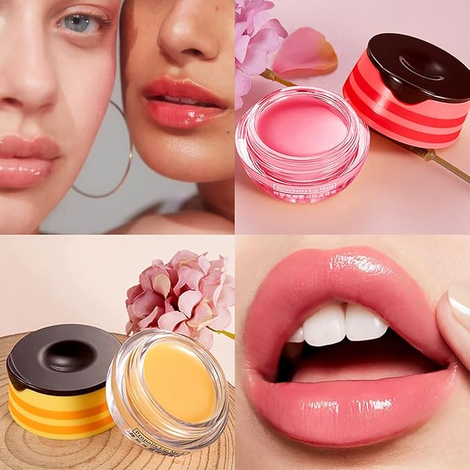 Strawberry Lip Balm Lip Mask, Hydrate Repair Prevent Dry Cracked Lip, Effective Reduces Lip Lines, Vitamin E Moisturizing Propolis Sleeping Lip Care