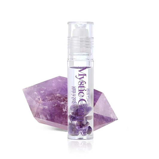 The Beauty Spy Mystic Gemstone Lip Oil, Moisturizing & Hydrating Lip Gloss - Non Sticky, Plumping Lip Oil for Dry Lips (Amethyst)