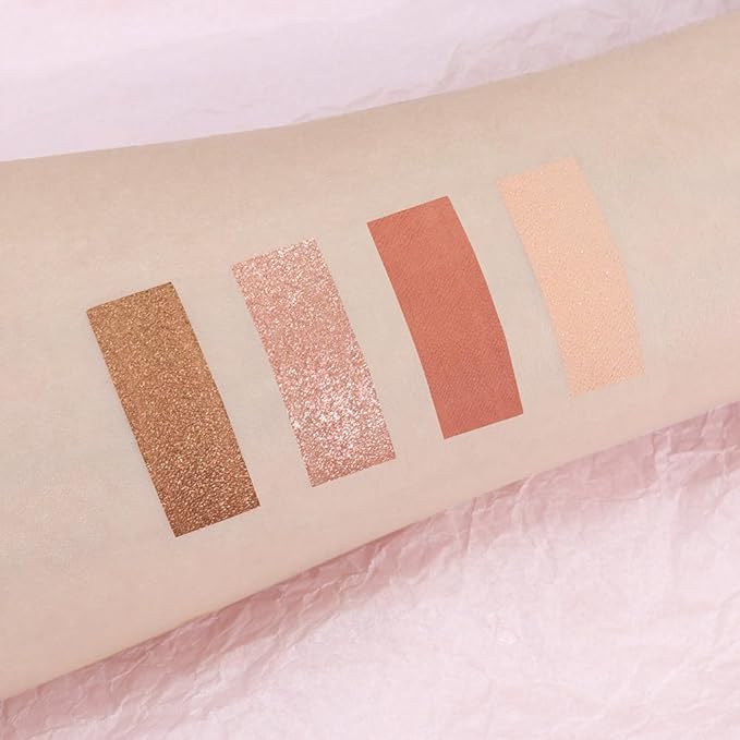 Neutral Champagne Gold Eye Shadow Palette, Metallic and Shimmer Magic Eyeshadow Makeup, Velvety Pigmented Creamy Formula, Four Way Quad Eye Shadow Palette For Old Women, (03#Champagne Gold)