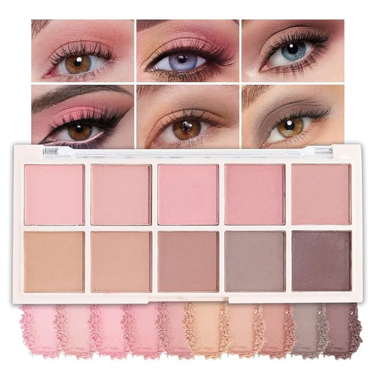 10 Colors Eyeshadow Palette, Matte Nude Pink Eyeshadow Makeup,Naturing-Looking, High Pigment Long Lasting Waterproof Eye Shadow Palette Makeup, 100% Cruelty-free (11#Matte Nude Pink)