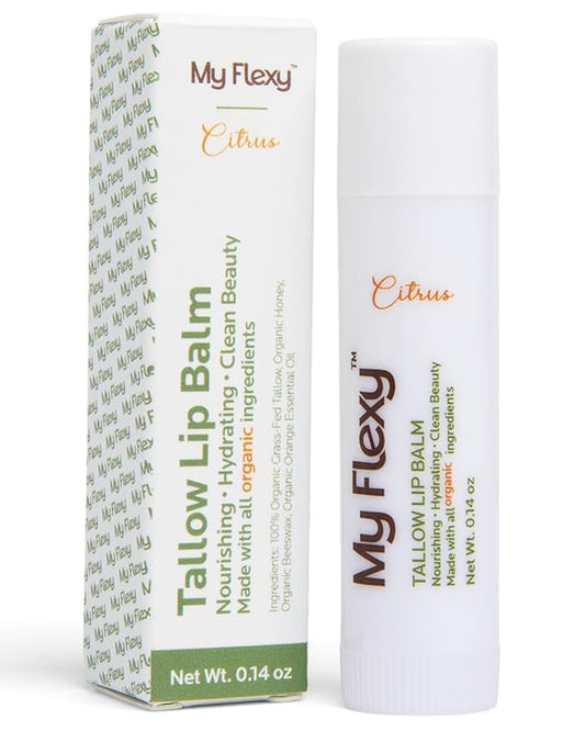 100% Organic Lip Balm Hydrating, Grass-Fed Beef Tallow Lip Balm, Made with Pasture Raised Tallow, Honey, Beeswax, & Orange Essential Oil, Lip Balms & Moisturizers - 1 Pack