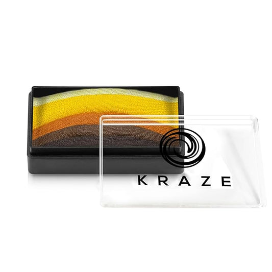 Kraze FX Dome Stroke - Daffodil by Linnea (25 gm), Professional 1-Stroke Split Cake, Hypoallergenic, Non-Toxic, Water Activated Face & Body Painting Makeup Supplies for Kids Safe Adults