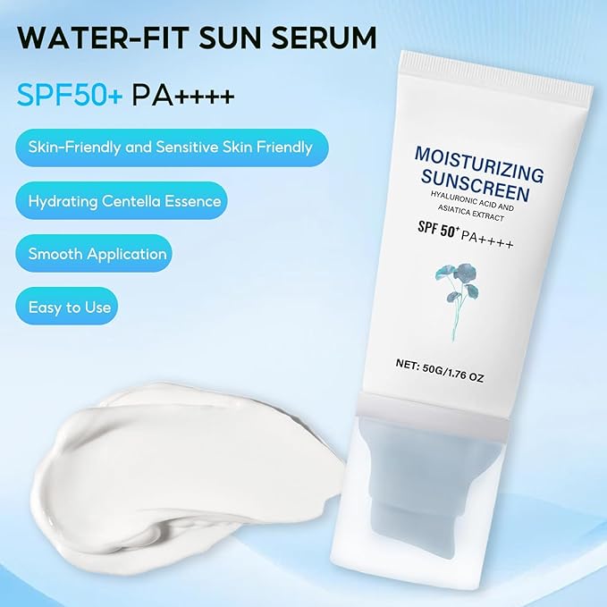 2 Pcs Centella Sunscreen, SPF50 PA++++ Lightweight Hydrating, Sunscreen Centella No White Cast for All Skin Type