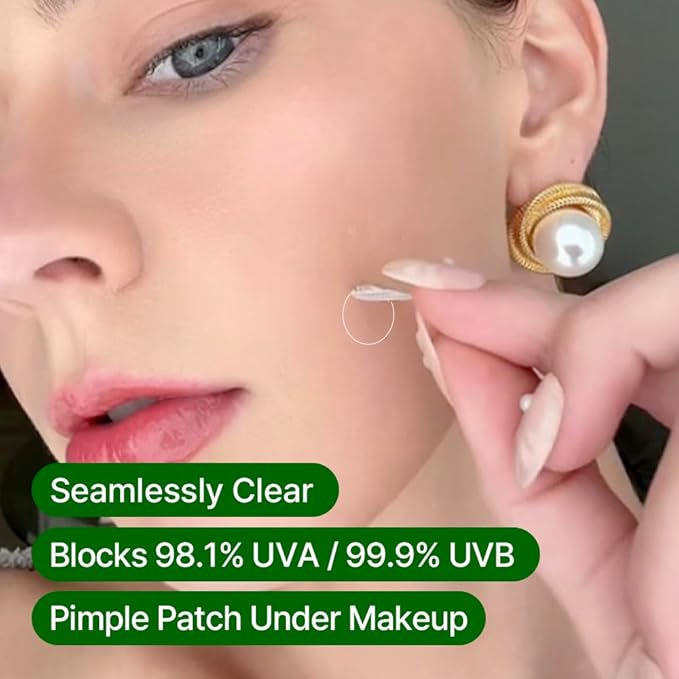 FRANZ Invisible Dark Spot Pimple Patches for Acne Marks, Thin Makeup-Friendly Pimple Spot Treatment with UV Protection - 12 Patches