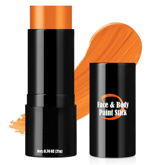 Pumpkin Orange Face Body Paint Stick, Cream Blendable Face Paint,Orange Eye Black Baseball/Softball, Face Painting for Halloween Pumpkin Special Effects SFX Cosplay Makeup
